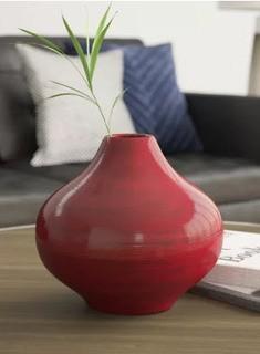Aveline Bamboo Onion Table Vase, Red 8"