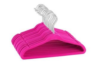 Kid's Velvet Non-Slip Hangers, Pink, 30PC