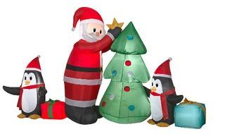 GEMMY Medium Airblown Santa with Penguins Collection Scene