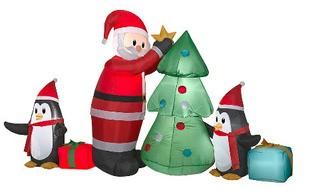 GEMMY?Medium Airblown Santa with Penguins Collection Scene