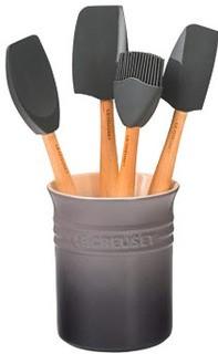 Le Creuset of America Craft Series 5Piece Utensil Set with Crock(Chipped) -Oyster