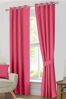 Kaylee Solid Blackout Thermal Grommet Curtain Panels, Set Of 2 54x84", Pink