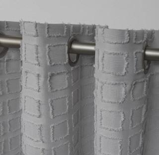 Moira Squared Embellished Solid Colour Room Darkening Grommet Curtain Panels, Set Of 2, Grey 54x84"
