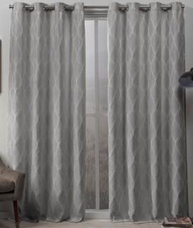 Imperial Geometric Room Darkening Thermal Grommet Panel Pair 54x84", Grey