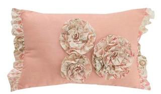 Meadow Floral Ruffled Pink Pillow 12x18"