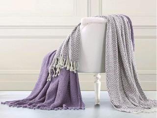 Wallasey Cotton Throw Blanket, Set Of 2, Ash Lavender