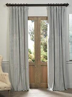 Albert Velvet 3  Solid Blackout Thermal Rod Pocket Curtain Panels, Grey 50x96"