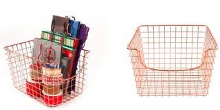 (4) Scoop Metal/Wire Basket 8x12x13", Copper