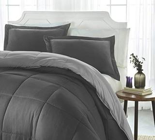 iEnjoy Home Collection Down Alternative Reversible Comforter Set -Twin -Gray/Light Gray