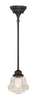 Margaree 1-Light Schoolhouse Pendant, Oil Rubbed Bronze/Clear Seeded Glass