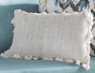 Charleena Moroccan Tassel Cotton Lumbar Pillow 14x20"