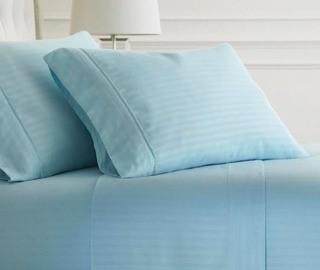 Embossed Striped 4-Piece Aqua Full Performance Bed Sheet Set