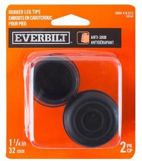 (6)Everbilt 1-1/4 inch Black Rubber Leg Tip, 2-Pack