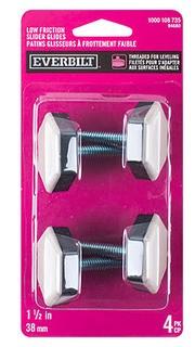(4)Everbilt 1-1/2 inch Slide Glide, Hex-Base Furniture Sliders with Threaded Stem, 4-Pack