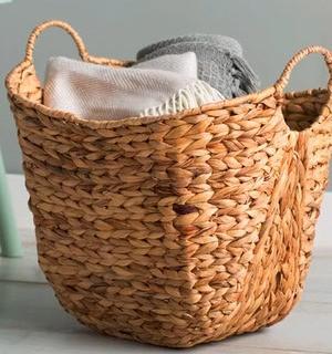 Tall Water Hyacinth Wicker Basket