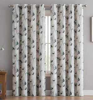Liliana Floral/Flower Room Darkening Grommet Curtain Panels Set 54x108" 
