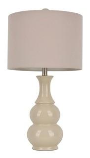 Crackle Ceramic 26.5 in. Ivory Table Lamp with Linen Shade