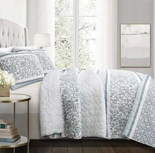 Lush Decor Nisha 3 Piece Quilt Set, King, Blue