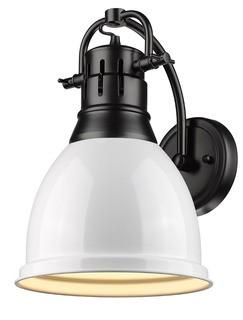 3602-1W BLK-WH Duncan 1 Light Wall Sconce in Black with a White Shade