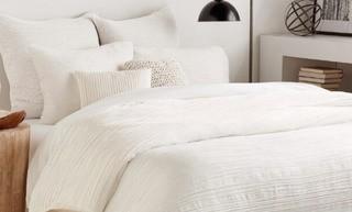 DKNY City Pleat Duvet Cover and 2 Shams - White - Full/Queen