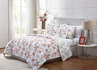 All Seasons Vintage Look Jasmine Abstract Floral Quilts Queen Size Bohemian Botanical Beauty Sweet Flowering Branches Rose Pink Quilt Reversible 