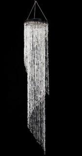 Decostar? Crystal Iridescent Diamond Cut Beaded Spiral Chandelier 48" - As Is