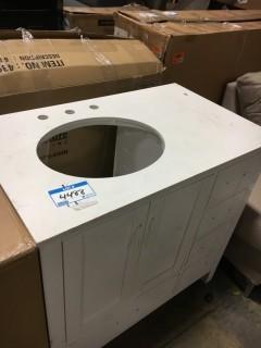 36" Vanity with Top - White - Scratched, No Sink, AS IS