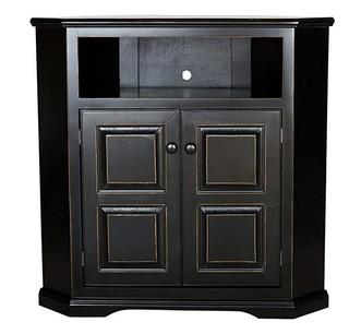 Eagle 92734RPBK Tall Savannah Corner TV Console 41" Wide Black Finish-92734RPBK  - Cracked, As Is