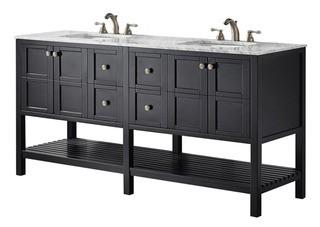 Florence 72 in. W x 22 in. D x 35 in. H Vanity in Espresso with Marble Vanity Top in White with Basin