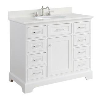 Aria 42-inch Vanity (Quartz/White) KBC-R42WTQZ - Sink Broken - As Is