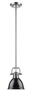 3604-M1L CH-BK Duncan Mini Pendant with Rod in Chrome with a Black Shade