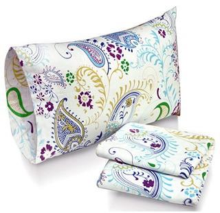 Tribeca Living Paisley Garden Printed Deep Pocket Flannel Sheet Set with Pillowcase, King