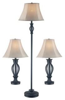 Trans Globe Imports - RTL-8989 - Floor Lamp and Two Table Lamps - Rubbed