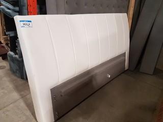 White Faux Leather Queen Headboard - As Is