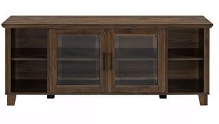 Walker Edison - 58" Columbus TV Stand with Middle Doors - Dark Walnut