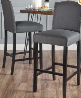 Sauget 26" Bar Stool, Set Of 2, Dark Charcoal