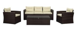 Rio three Seat Sofa, 2 Single Chairs & Ottoman - Dk Brown