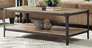 Walker Edison - 46" Angle iron Rustic Wood & metal Coffee Table - Rustic Oak - C46AICTRO