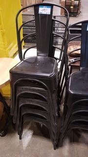 Lot (5) Metal High Back Stacking Bistro Chairs