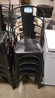 Lot (4) Metal High Back Stacking Bistro Chairs