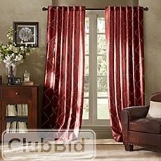 GARRISON EMBROIDERED INTERLINED 84-INCH WINDOW CURTAIN PANEL IN BURGUNDY