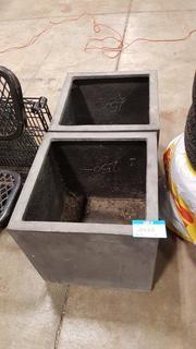 Lot (2) 19.5" Square Plant Pots