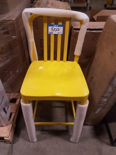 Yellow High Back Metal Bar Stool