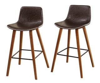 Simple Living Wapoli Mid-Century Bar Stool, Brown - 2 Pcs