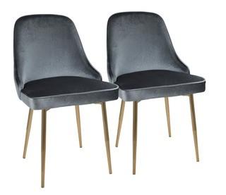 Marcel Contemporary Dining Chairs (Set of 2) in Blue Velvet and Gold by LumiSource