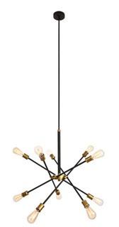 Living District LD8003D28BK Axel 10 Light 27 inch Black and Brass Chandelier Ceiling Light