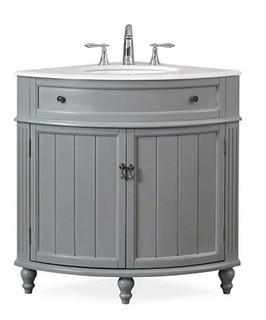 24? Thomasville Grey Modern Slim Corner Bathroom Sink Vanity ZK-47599