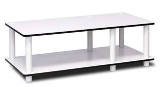 Furinno 11174WH(EX)/WH Just No Tools Mid TV Stand, White Finish with White Tube 
