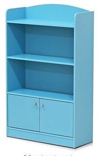 Furinno FR16121LB Stylish Kidkanac Bookshelf with Storage Cabinet, Light Blue 