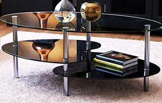 Ryan Rove - 38" Oval Two Tier Glass Coffee Table - OF9066 Clear